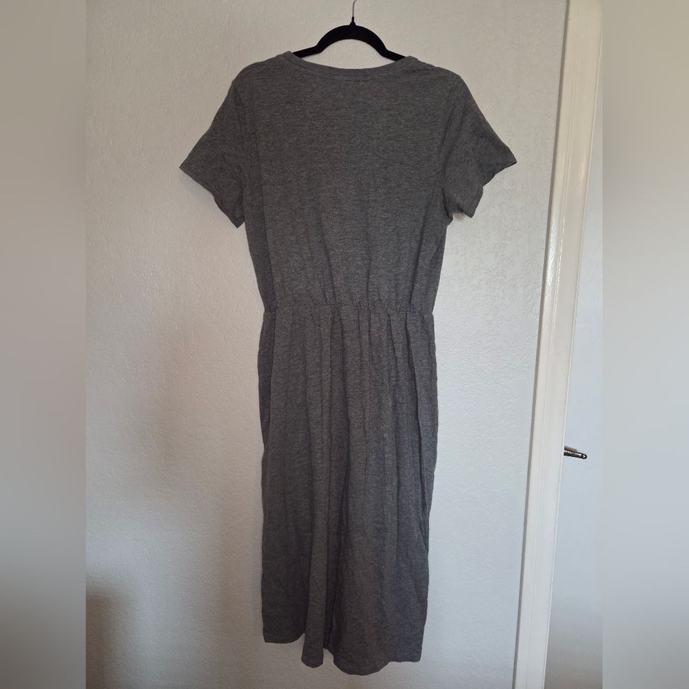 Old Navy Gray Sheath Midi Dress Short Sleeve Crew Neck - Picture 5 of 8